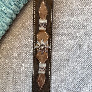 Wrangler Western Brown Leather Belt with Silver Accents